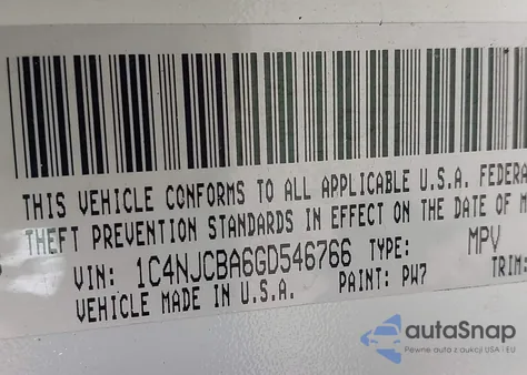 2016 Jeep Compass Sport from USA, damaged, VIN 1C4NJCBA6GD546766
